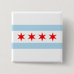 Bóton Quadrado 5.08cm City Flag de Chicago (Illinois)