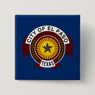 Bóton Quadrado 5.08cm City Flag de El Paso (Texas)