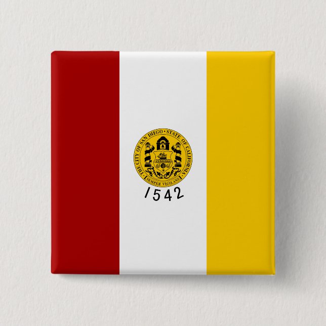 Bóton Quadrado 5.08cm City Flag of San Diego (Califórnia) (Frente)
