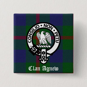 Bóton Quadrado 5.08cm Clan Agnew Tartan Crest