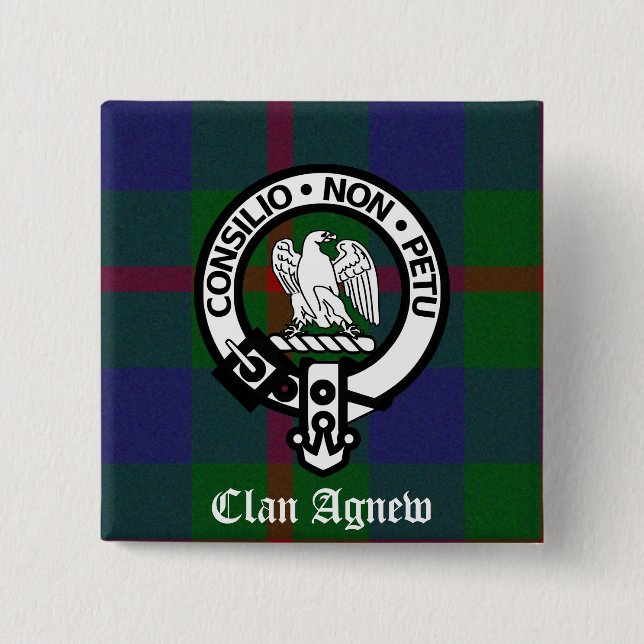 Bóton Quadrado 5.08cm Clan Agnew Tartan Crest (Frente)