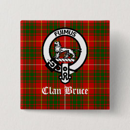 Bóton Quadrado 5.08cm Clan Bruce Crest Tartan Personalizado