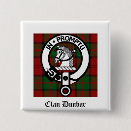 Bóton Quadrado 5.08cm Clan Dunbar Tartan & Crest Crachá