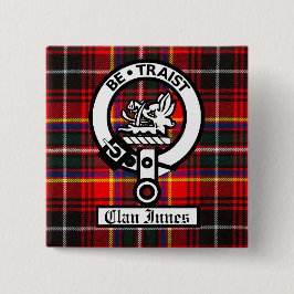 Bóton Quadrado 5.08cm Clan Innes Crest Crachá e Tartan