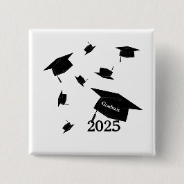 Bóton Quadrado 5.08cm Class of 2025 grad cap 