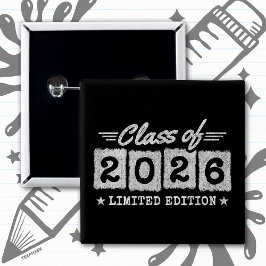 Bóton Quadrado 5.08cm Class of 2026 Limited Edition Graduation Quote