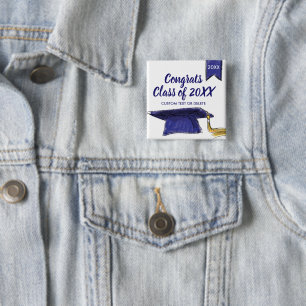 Bóton Quadrado 5.08cm Classe de Graduação do Boné de Formando Azul 20