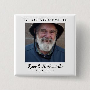 Bóton Quadrado 5.08cm Clássico Prêmio Funeral Memorial