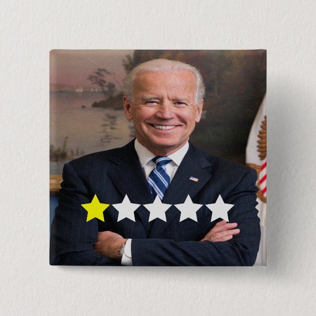 Bóton Quadrado 5.08cm Classificação de Aprovação do Presidente Joe Biden (Frente)