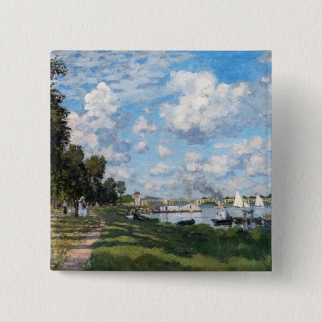Bóton Quadrado 5.08cm Claude Monet - A Bacia do Argenteuil (Frente)