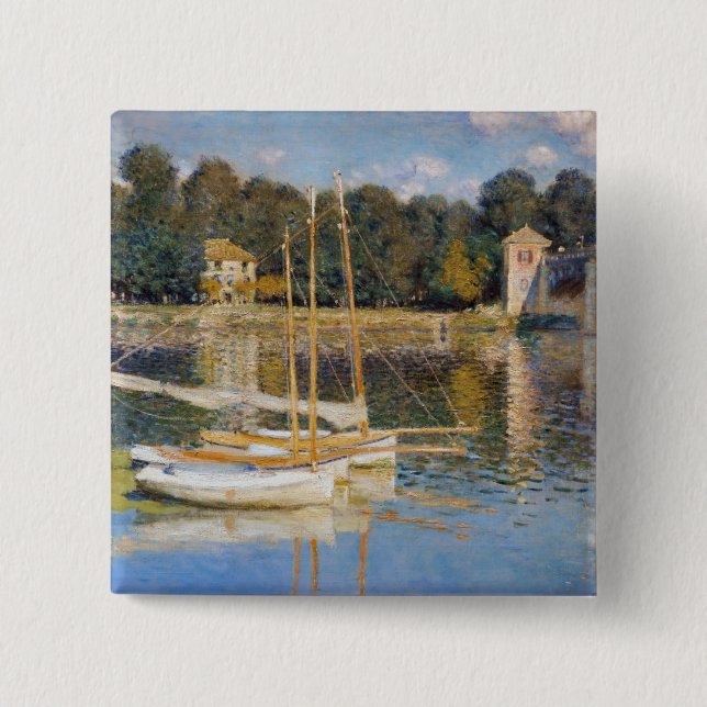 Bóton Quadrado 5.08cm Claude Monet - A Ponte Argenteuil (Frente)
