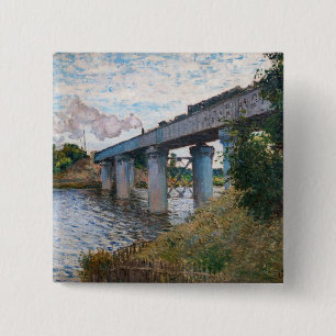 Bóton Quadrado 5.08cm Claude Monet - A Ponte Ferroviária na Argentina