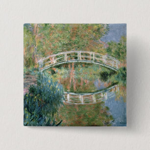 Bóton Quadrado 5.08cm Claude Monet   a ponte japonesa, Giverny