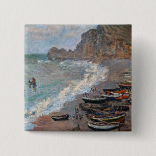 Bóton Quadrado 5.08cm Claude Monet - A praia em Etretat
