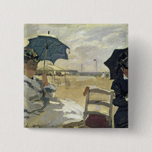 Bóton Quadrado 5.08cm Claude Monet   a praia em Trouville, 1870