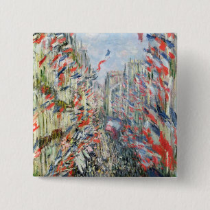 Bóton Quadrado 5.08cm Claude Monet a rua Montorgueil, Paris