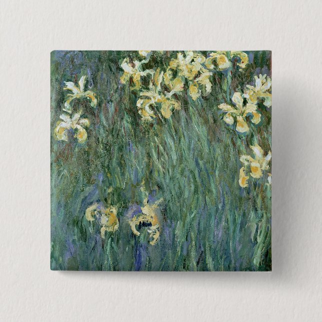 Bóton Quadrado 5.08cm Claude Monet | as íris amarelas (Frente)