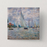 Bóton Quadrado 5.08cm Claude Monet - Boats Regatta na Argentina<br><div class="desc">The Boats Regatta at Argenteuil / Regate a Argenteuil - Claude Monet,  Oil on Canvas,  1874</div>
