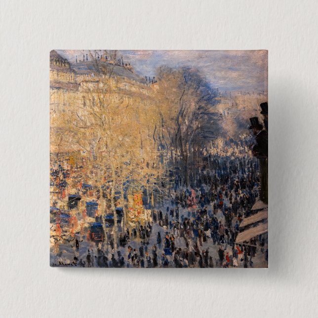 Bóton Quadrado 5.08cm Claude Monet - Boulevard des Capucines, Paris (Frente)