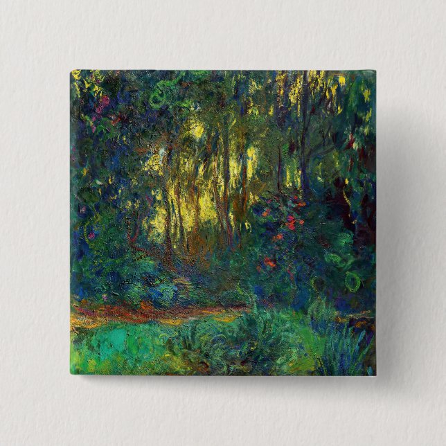 Bóton Quadrado 5.08cm Claude Monet - Canto de um Pond com Lírios (Frente)