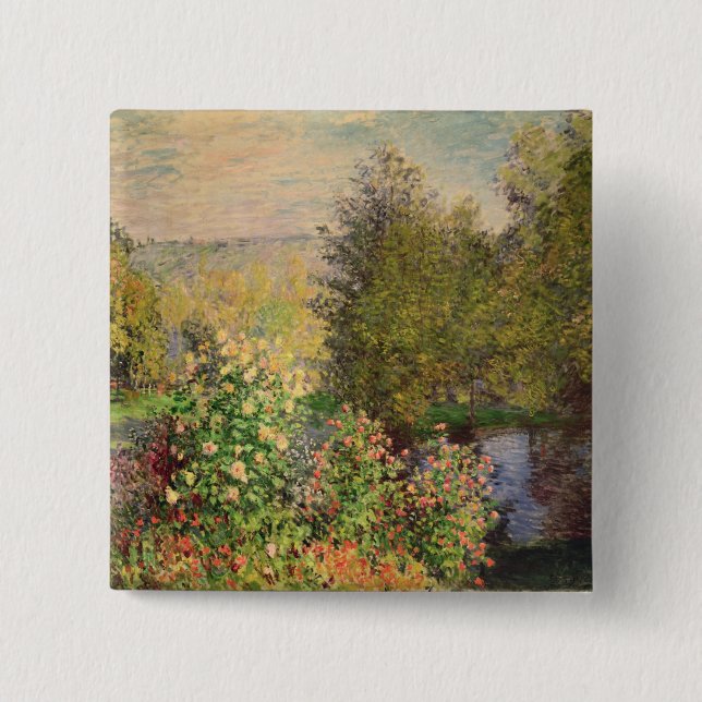 Bóton Quadrado 5.08cm Claude Monet| Canto do Jardim de Montgeron (Frente)