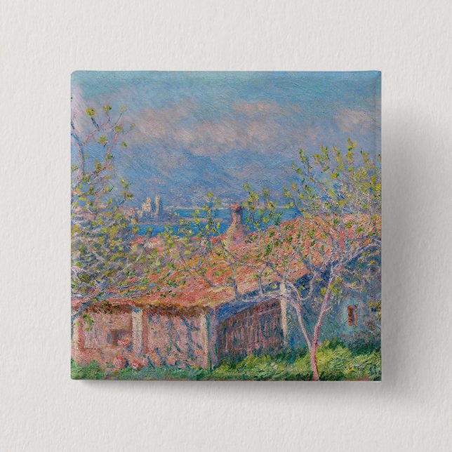 Bóton Quadrado 5.08cm Claude Monet - Casa dos Jardineiros em Antibes (Frente)