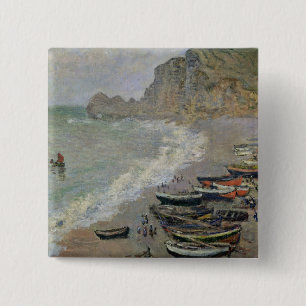 Bóton Quadrado 5.08cm Claude Monet Etretat, praia e d'Amont de Porte