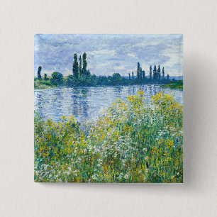 Bóton Quadrado 5.08cm Claude Monet - Flores dos Bancos
