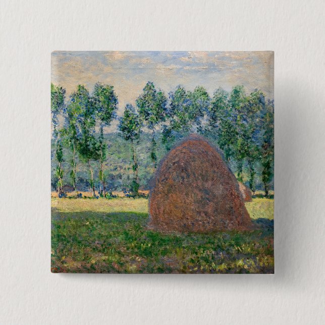 Bóton Quadrado 5.08cm Claude Monet - Haystacks perto de Giverny (Frente)