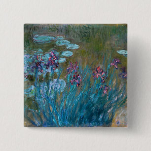Bóton Quadrado 5.08cm Claude Monet: Íris e lírios de água