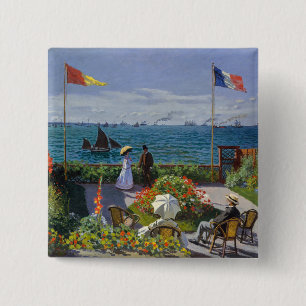 Bóton Quadrado 5.08cm Claude Monet - Jardim de Sainte-Adresse