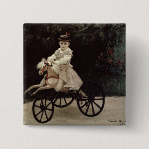 Bóton Quadrado 5.08cm Claude Monet   Jean Monet em seu cavalo do