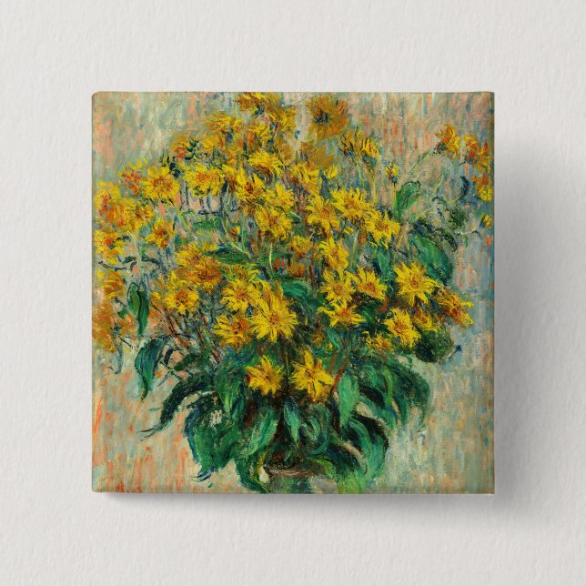 Bóton Quadrado 5.08cm Claude Monet - Jerusalem Artichoke Flowers (Frente)