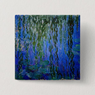 Bóton Quadrado 5.08cm Claude Monet - Lírios d'água com salgueiro chorand