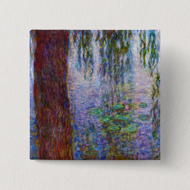 Bóton Quadrado 5.08cm Claude Monet - Lírios Hídricos (Frente)