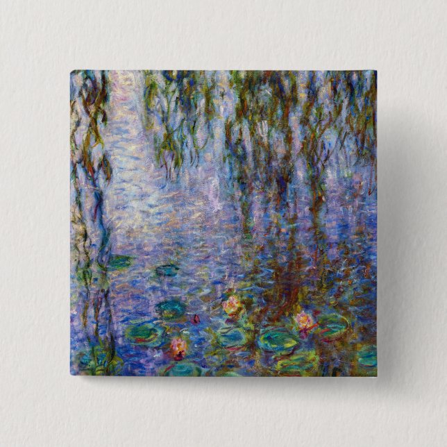 Bóton Quadrado 5.08cm Claude Monet - Lírios Hídricos (Frente)