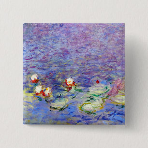 Bóton Quadrado 5.08cm Claude Monet - Lírios Hídricos