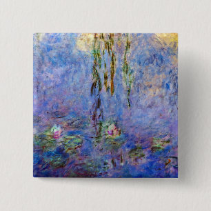 Bóton Quadrado 5.08cm Claude Monet - Lírios Hídricos