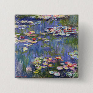 Bóton Quadrado 5.08cm Claude Monet - Lírios/Ninfas