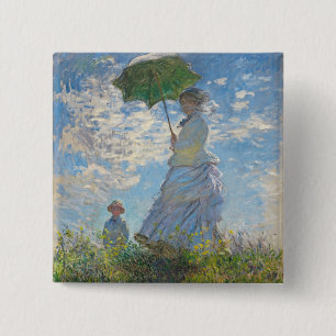 Bóton Quadrado 5.08cm Claude Monet   Mulher com Parasol