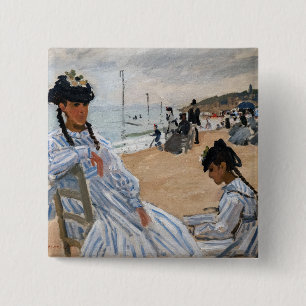Bóton Quadrado 5.08cm Claude Monet - Na praia em Trouville
