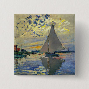 Bóton Quadrado 5.08cm Claude Monet - Navio de vela no Le Petit-Gennevill