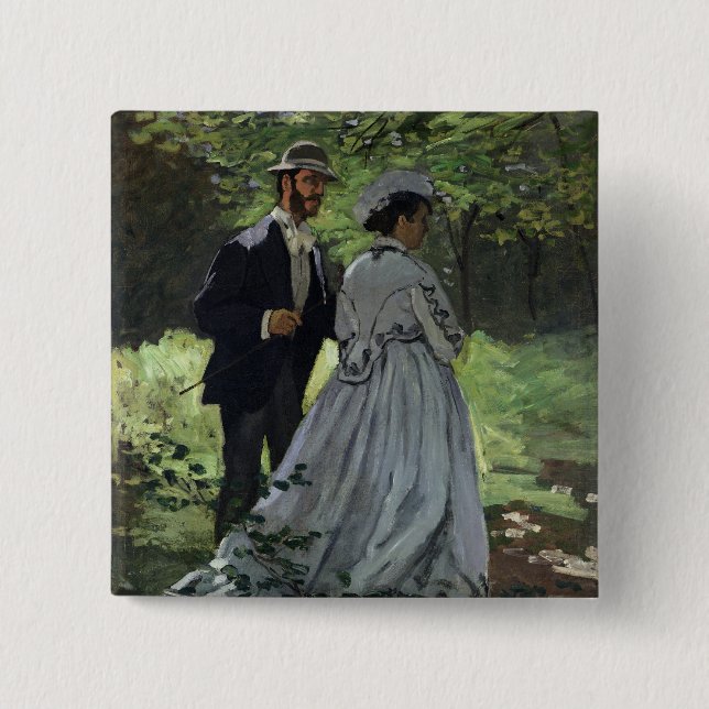 Bóton Quadrado 5.08cm Claude Monet | o Promenaders, Bazille, Camilo (Frente)