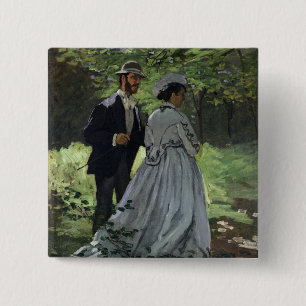 Bóton Quadrado 5.08cm Claude Monet   o Promenaders, Bazille, Camilo