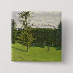 Bóton Quadrado 5.08cm Claude Monet   o trem no país, c.1870-71