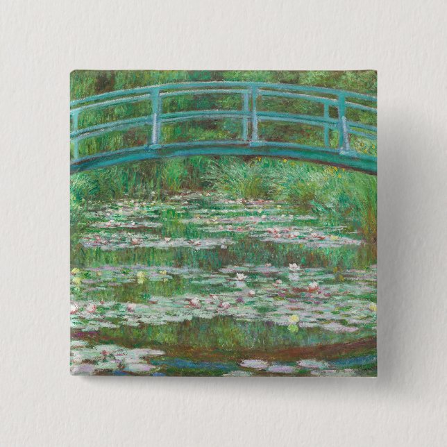 Bóton Quadrado 5.08cm Claude Monet, Ponte Japonesa. Impressionismo (Frente)