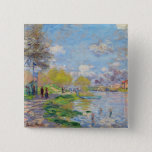 Bóton Quadrado 5.08cm Claude Monet - Primavera do Sena<br><div class="desc">Primavera do Sena - Claude Monet,  1875</div>