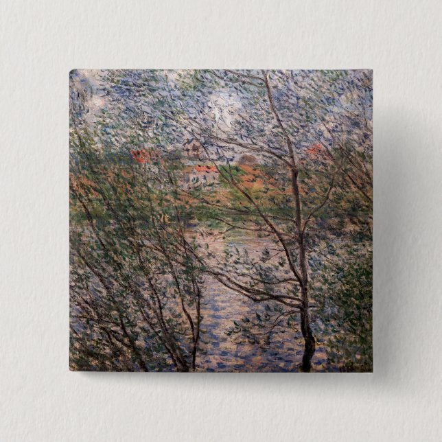 Bóton Quadrado 5.08cm Claude Monet - Springtime através dos ramos (Frente)
