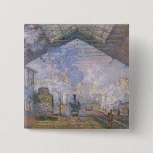 Bóton Quadrado 5.08cm Claude Monet  The Gare Rua Lazare, 1877