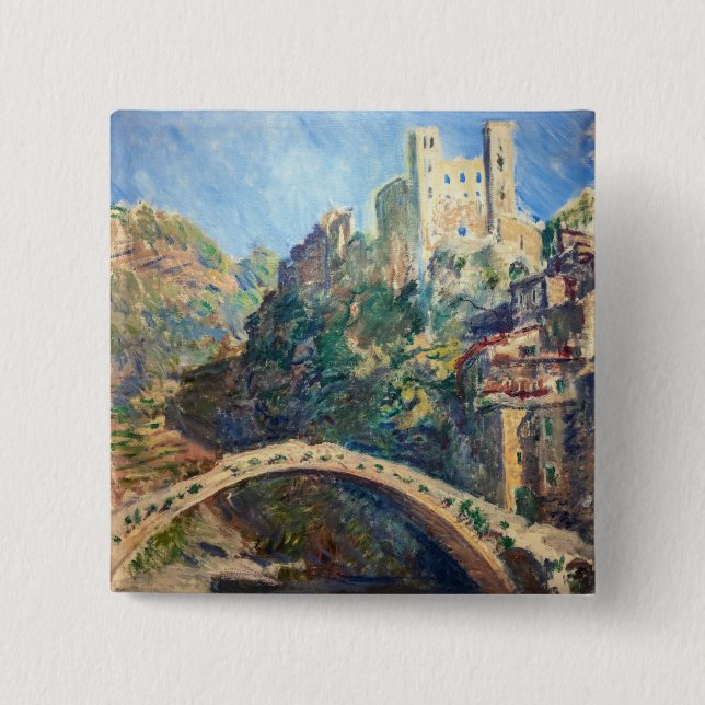Bóton Quadrado 5.08cm Claude Monet trabalho de arte - O Castelo de Dolce (Frente)